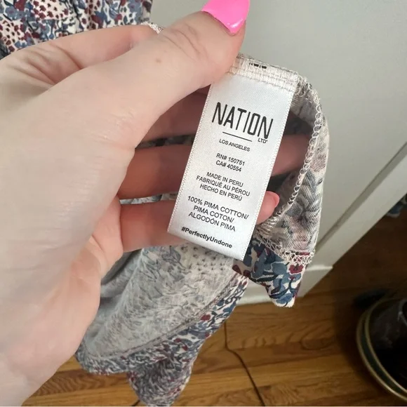 Nation LTD | Martine Casual Peasant Dress in Cherry Blossom Size Small - Picture 6 of 7